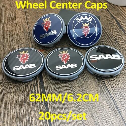 20pcs/lot 62mm CCar wheel hub caps ar emblem Logo Badge labe For 9-3 9-5 93 95 BJ SCS Rim wheel label Auto Styling Covers