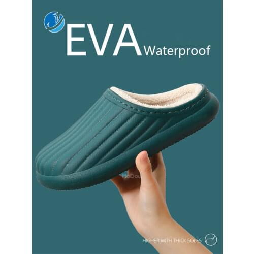 Mo Dou 2021 New Winter/Autumn Cotton Slippers for Women Warm Plush Soft Sneakers Men EVA Waterproof Home Shoes Garden Stroll