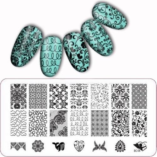 Laced All Series nail art Stamping Image Konad Plate Print Template Beautiful Structure of plants BC08