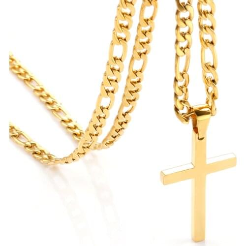 Cross Pendant Waterproof NK Necklaces for Men Women Basic Punk Stainless Steel Figaro Chain Fashion Jewelry Accessories Gift