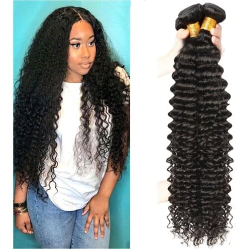 Maxine Deep Wave Bundles 30 Inch Human Hair Bundles Deal 40 Inch Deep Curly Bundles Peruvian Hair Weave Human Hair Extensions