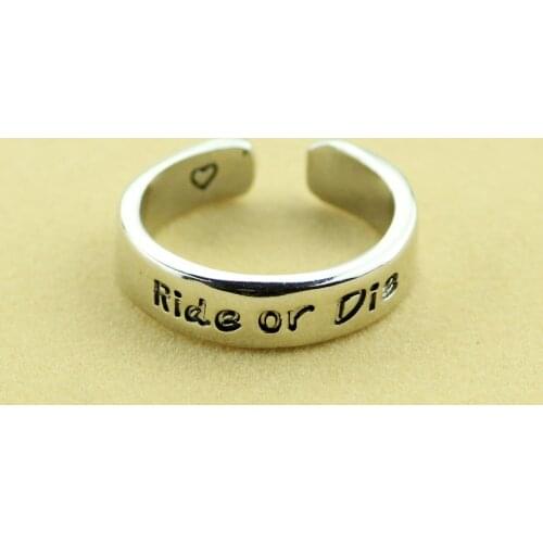 Movie Fast & Furious 8 Ring Jewelry Letter Ride or Die Open Adjustable Ring For Men and Women Cool Motorcycle Cars Gift