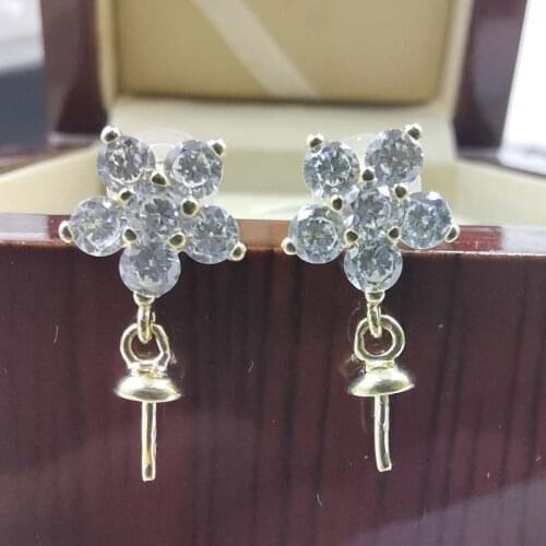 Wholesale gold plated earring hook with zircon jewelry finding