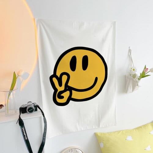 Cartoon Tapestry Smile Boho Decor Aesthetic Room Decor Art Wall Hanging Tapestries Decoration Apartment Decoration Mural Macrame