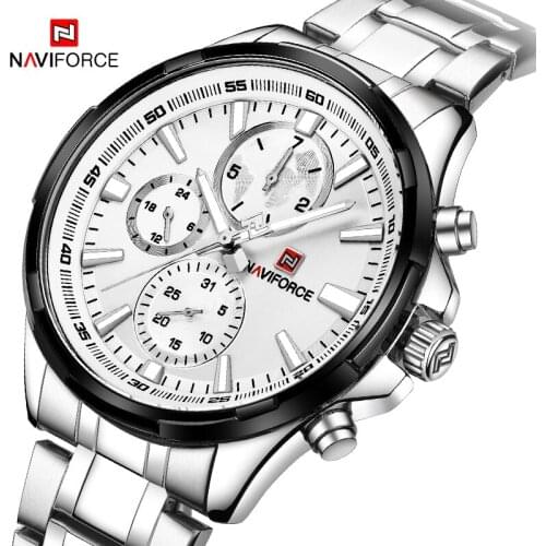 NAVIFORCE Mens Fashion Quartz Wrist Watch Waterproof Business Full Steel Sports Watches Top Brand Clock Male Relogio Masculino