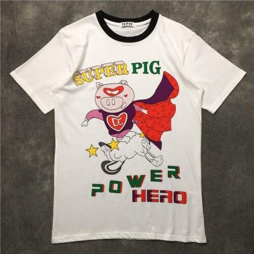 Novelty 2020 Men New super Power Pig Hero T Shirts T-Shirt Hip Hop Skateboard Street Cotton T-Shirts Tee Top kenye S-XXL #K83