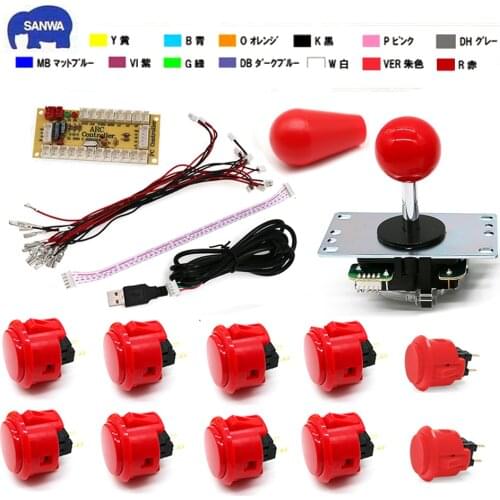 Original Sanwa Japan JLF-TP-8YT Joystick American Ball OBSF-30 Push Button USB To PC Zero Delay Encoder For Arcade Game DIY Kit