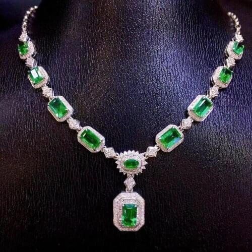 H629 Emerald Necklace Fine Jewelry Pure 18K Gold Jewelry AU750 Natural Green Emerald 8.2ct Gemstones Pendants Fine Necklace