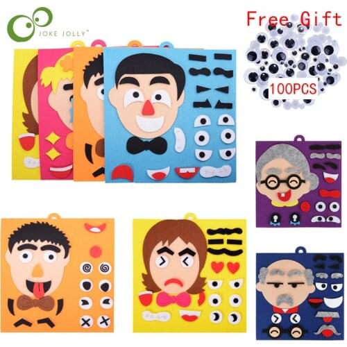 Early Education DIY Childrens Facial Expression Puzzle Non-woven Material Hand-changing Facial Expression Educational Toys WYW