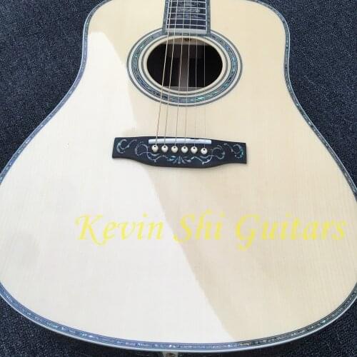 Deluxe acoustic guitar OEM acoustic electric guitar super deluxe abalone acoustic guitar AAA solid spruce acoustic free shipping