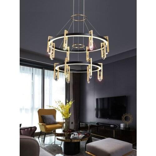 Postmodern luxury crystal chandelier Nordic round LED lamp interior decoration lamp living room kitchen dining room Pendant Lamp