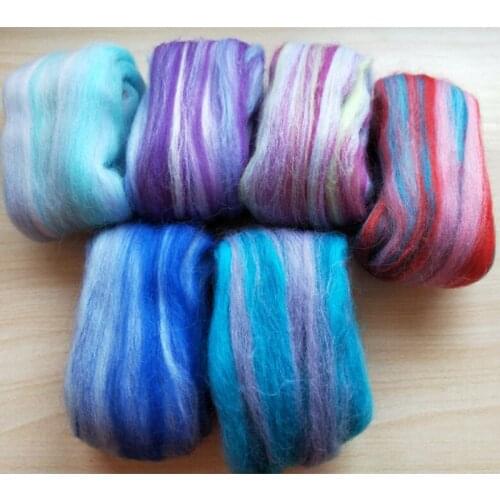 Wool roving merino needle wool felting mixed color 10g/6pcs/lot