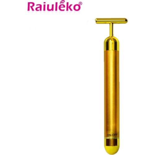 Slimming Face 24k Gold Vibration Facial Beauty Bar Pulse Firming Facial Roller Massager Lift Skin Tightening Wrinkle Stick