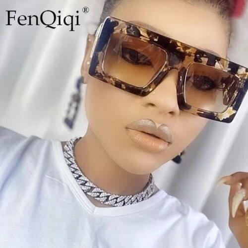 Print Leopard Square Sunglasses For Women 2021 Vintage Oversized Hip Hop Glasses Female Gradient Uv400 Shades Men Punk 2020 New