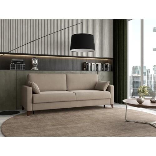 Modern Living Room Sofa Sleeper Sofa Bed Artificial Velour Upholstered Modern Convertible Futon Sofa with Solid Wooden Feet