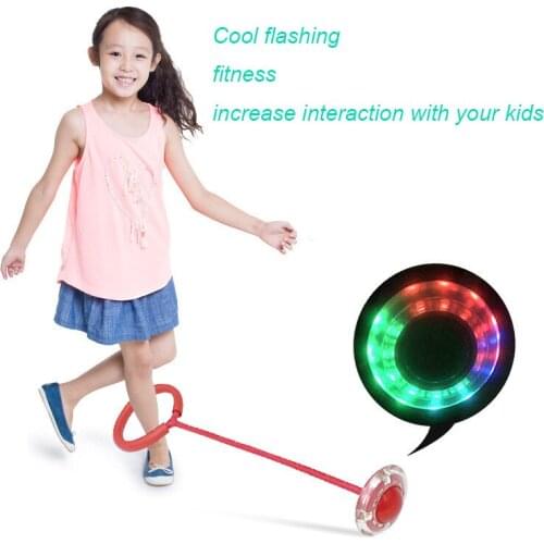 Glowing Bouncing Balls One Foot Flashing Skip Ball Jump Ropes Sports Swing Ball Children Fitness Playing Fun Entertainment Toys