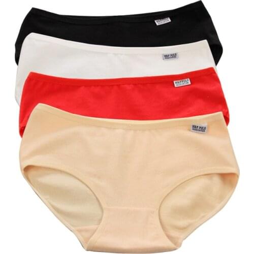 New 4Pcs/Lot Women Cotton Panties Solid Color Womens Underwear Low-Rise Comfor Breathable women Panties For girl Solid Briefs