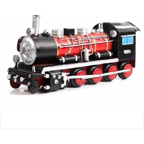 Vintage Retro Steam Locomotive Model Tin Locomotive Practical Gift Tin Toy For Hand-Made Decorations - Red/Black 6081