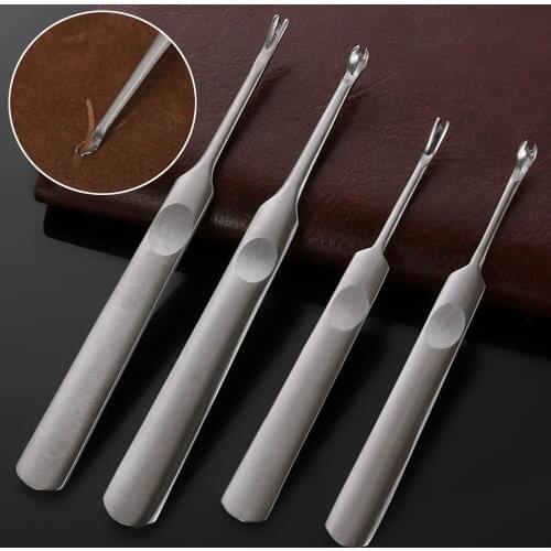 1/2Pcs U+V Shaped Leather Stitching Skiving Handmade Groover Punching Tool Kit Leathercraft Hole Puncher Edge Beveler Tool Kit