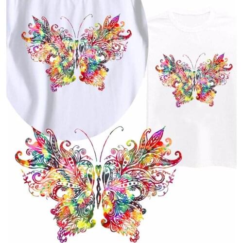 1Pc Colorful Butterfly Pattern Iron on Patches Cute Heat Transfer Stickers Decals Women Men Kids T-Shirt Jeans DIY Applique