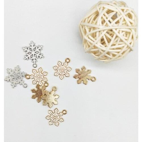 10Pcs Drop Oil Snowflake Charms Gold Silver Alloy Pendant Dangle DIY Christmas Earring Bracelet Decoration Jewelry Pendant YZ614