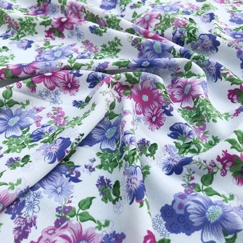 145 cm wide flower printing polyester material fashion shirt apparel crepe fabric cloth for dress by the meter sewing