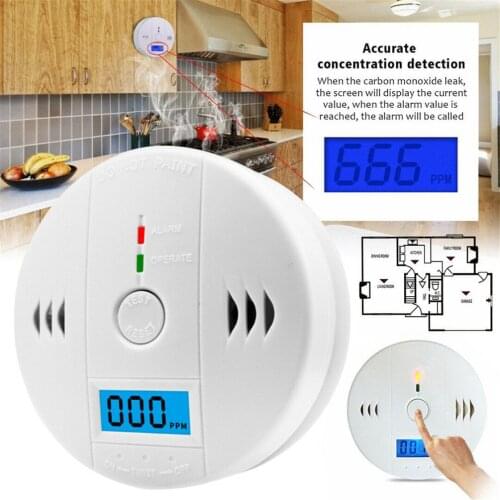 2in1 LCD Display Carbon Monoxide & Smoke Combo Detector Carbon Monoxide Detector CO Alarm with LED Light Flashing Sound Warning