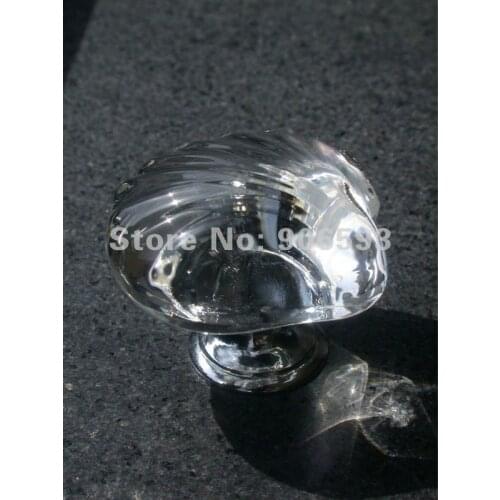 20PCS/LOT FREE SHIPPING SHELL CARTOON CLEAR CRYSTAL KNOB ON A CHROME BRASS BASE,crystal dresser knobs