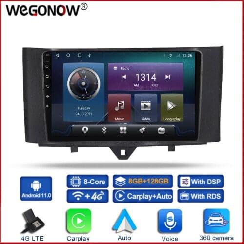360 Camera 6GB+128G Carplay DSP Android 10.0 Car DVD Player GPS map WIFI Bluetooth 5.0 RDS Radio For Benz Smart fortwo 2011-2015