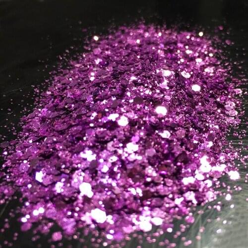 3D Beauty Nails Glitter Mix Size Purple Powder Paillettes Admix Hexagonal Sequins Powder DIY Acrylic Nail Surface Decorations