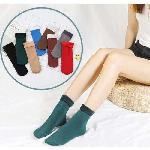 5pairs Women Wool Socks solid colour Winter Thicken Thermal Cotton Sock Womens Seamless Velvet Boots Floor Sleeping Socks