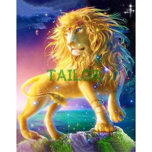 5D diamond painting 5d Home Decor Gift Cross stitch haft diamentowy kit set Full square Cuadros animal Mosaic art lion colour 79