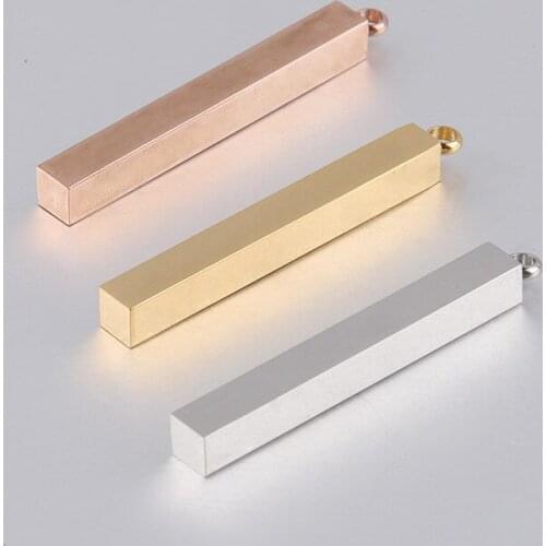 5x40mm Stainless Steel Cuboid Pendant Mirror Polish Blank Strip Long Rectangle Bar for Necklace/bracelet Wholesale 10pcs