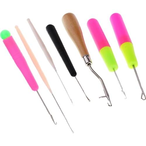 7pcs Plastic Latch Hook Crochet Needles For Hair/Micro Braid Latch Hook Weaving Hair Dread Lock Maintaining Craft
