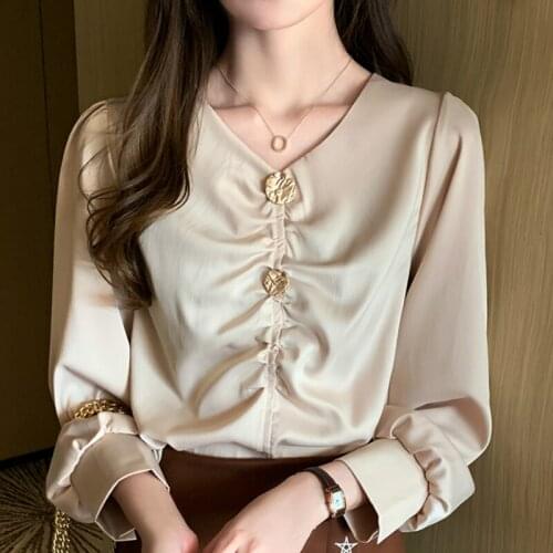 Blusas Mujer De Moda 2021 V-neck Chiffon Blouse Shirt Women Tops Clothes Long Sleeve Blouse Women Womens Tops And Blouses C641