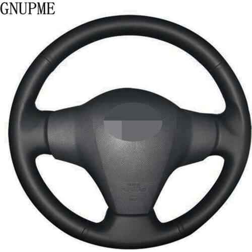 DIY Hand-stitched Black Artificial Leather Car Steering Wheel Cover For Toyota RAV4 2006-2012 Vios 2008-2013 Yaris 2007-2011