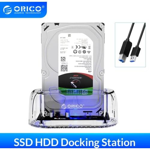 ORICO 3.5 Inch USB to SATA Transparent HDD Docking Station USB3.0 5Gbps With 12V Power Adapter From Russia Warehouse HDD Case