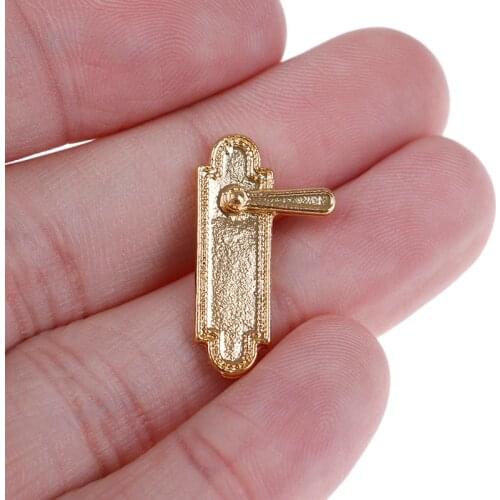 2Pcs/lot 1:12 Alloy Door Pull Handles Locks Dolls House Accessories Dollhouse Miniatures for Children Kids DIY Mini Toy