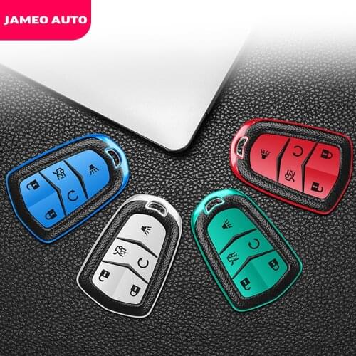 Jameo Auto Tpu Remote Smart Key Cover Fob Case Shell for Cadillac ATS CT6 CTS DTS XT5 Escalade ESV SRX STS XTS ELR 2014 - 2020