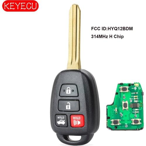 KEYECU Remote Car Key 4 Button for Toyota Camry 2014 -2017, Rav4 2013 -2016 Fob H Chip FCC ID: HYQ12BDM