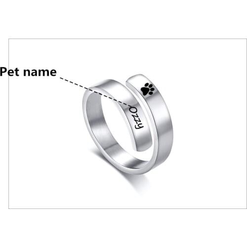 Paw Print Ring Pet Paw Print Name Custom Rings DROP SHIPPING YLQ6582