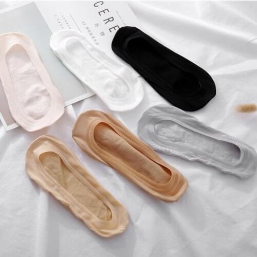 Summer Invisible Short Socks for Women Non-slip Boat Sock Comfortable Ice Silk Boat Socks Ankle Low Female Cotton Lace Socks