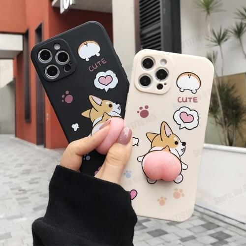 Cute 3D Cartoon Reliever Stress Phone Case for iPhone 12 Mini 11 Pro Max XR XS 7 8 Plus Camera Protective Shockrpoof Phone Cover