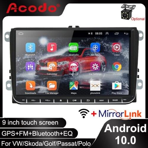 9 Inch Android10.0 GPS Navigation Multimedia Player 2Din Car Radio Touch Screen Bluetooth WIFI MP5 Stereo For VW Golf Polo Altea