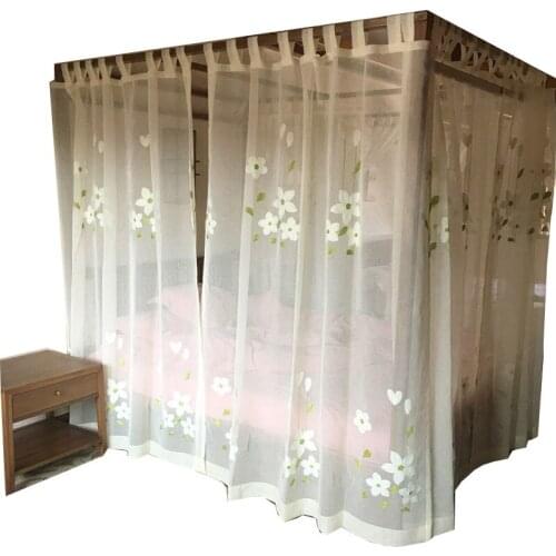 Moustiquaire Elegant Flower Embroidered Bed Canopy Netting Curtain Palace Bedding Thicken Quality Fabric Home Decoration