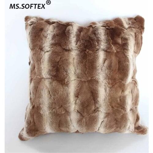 MS.Softex Rex Rabbit Fur Pillowcase Patchwork Natural Fur Skin Cushion Genuine Fur Pillow Cover Genuine Fur Pillow FREE SHIPPING