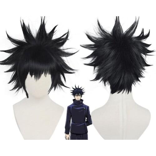 Anime Jujutsu Kaisen Fushiguro Megumi Black Wig Cosplay Costume Heat Resistant Synthetic Hair Men Women Short Wigs