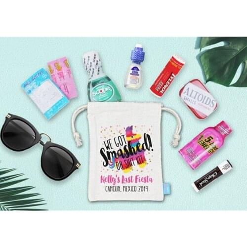Guest favor gift bag personalised bachelorette bag Hangovers kit bags bridal party survival kit We Got Smashed emergency kit bag