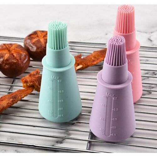 Opacity Silicone Straight Oil Bottle Brush Barbecue Oil Brush With Scale Brush Kitchen Barbecue Tool