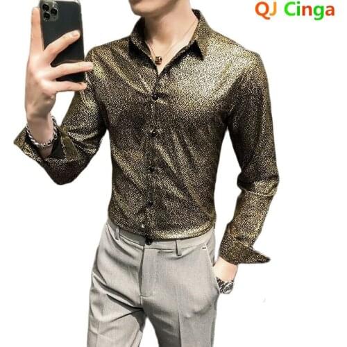 Spring Autumn Digital Print Business Gentlemen Shirt Men Clothing 2021 Long Sleeve Formal Wear Casual Prom Tuxedo Dress Shirts